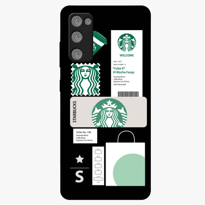 Starbucks Mocha Glass Case showing flat back view with coffee inspired artwork and glossy glass finish.
