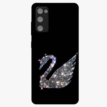 Starlit Swan Grace Glass Case showing flat back view with graceful swan artwork under starry sky and glossy glass finish.