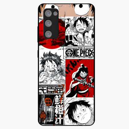 Strawhat Chaos Panels Glass Case showing flat back view with anime inspired chaos panel artwork and glossy glass finish.
