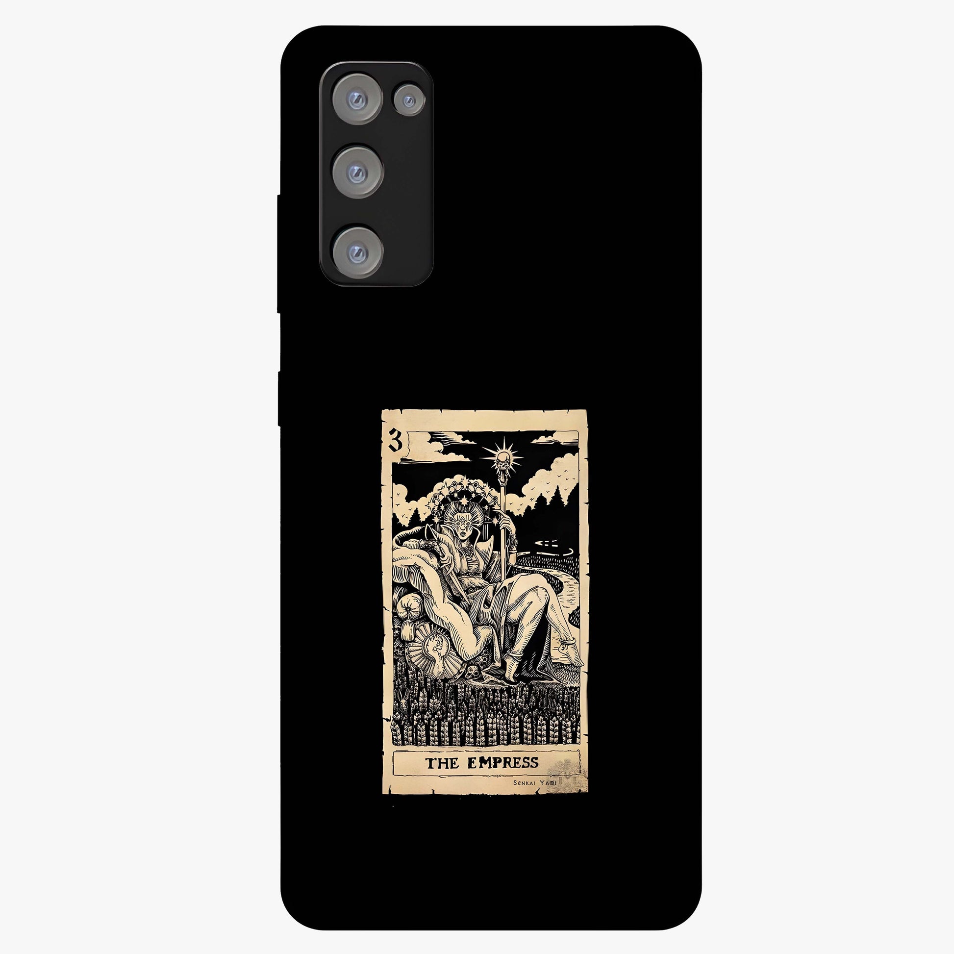 The Empress Glass Case showing flat back view with regal feminine artwork and glossy glass finish.