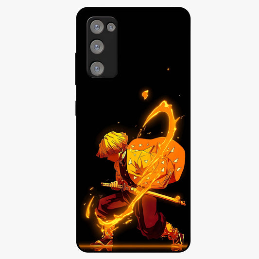 Thunder Flame Execution Glass Case showing flat back view with powerful flame and lightning artwork and glossy glass finish.