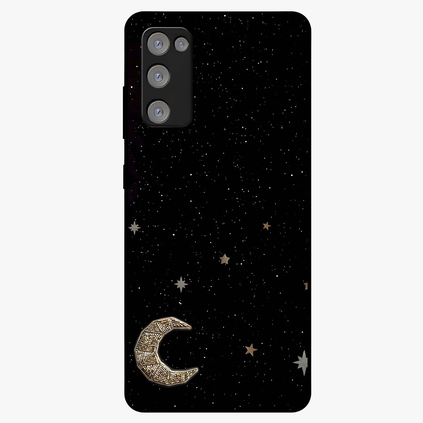 Twinkle Star With Half Moon Glass Case showing flat back view with star and half moon artwork and glossy glass finish.
