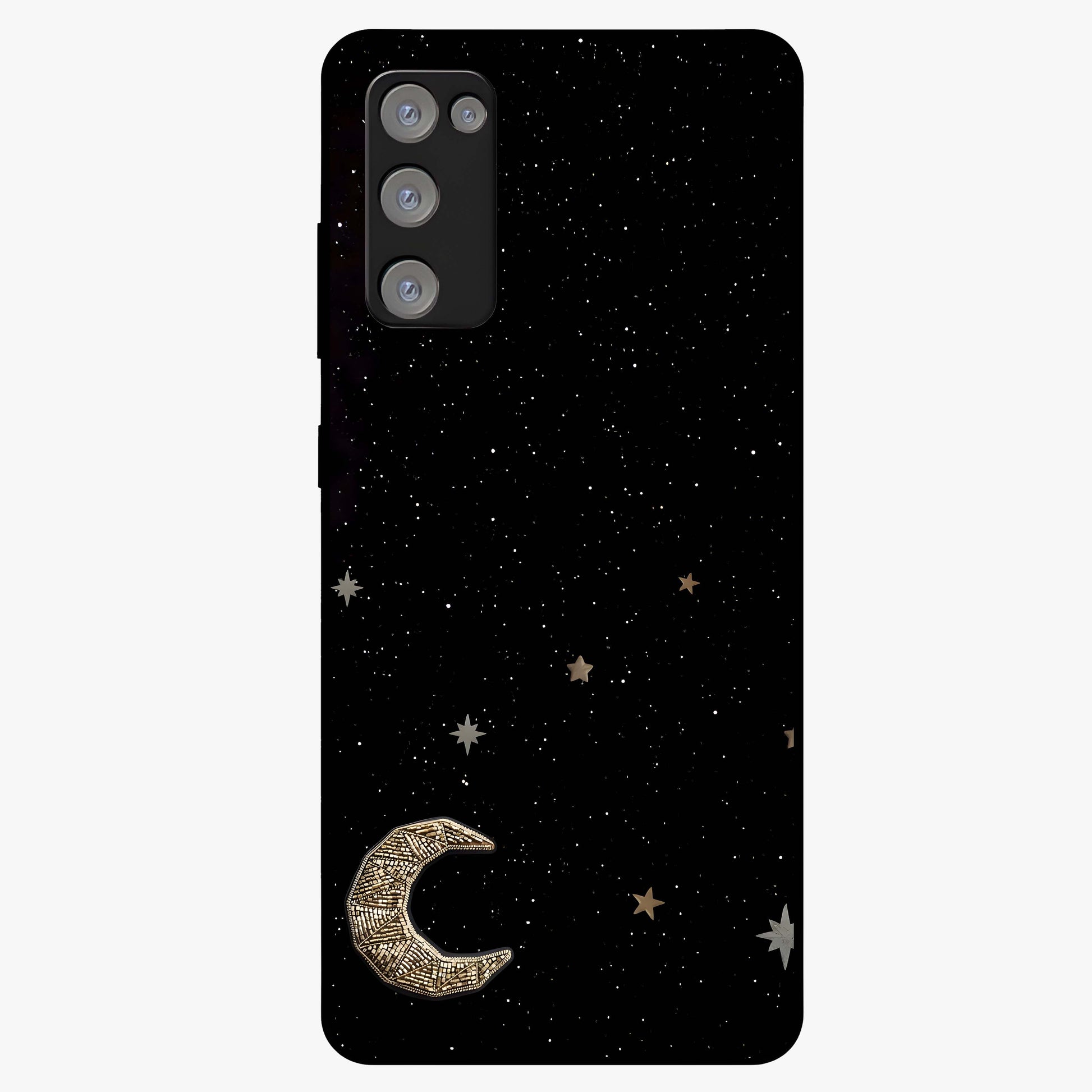 Twinkle Star With Half Moon Glass Case showing flat back view with star and half moon artwork and glossy glass finish.