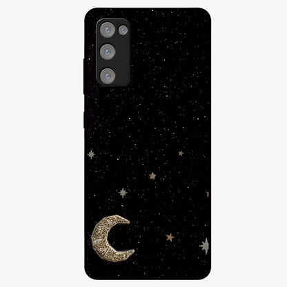 Twinkle Star With Half Moon Glass Case showing flat back view with star and half moon artwork and glossy glass finish.