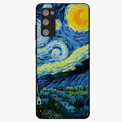 Van Gogh Art Glass Case showing flat back view with classic painterly artwork inspired by Van Gogh style and glossy glass finish.