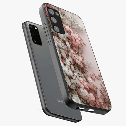 Blush Blossom Cloud Glass Case displayed in angled mockup highlighting soft cloud and blossom design with pastel aesthetic.