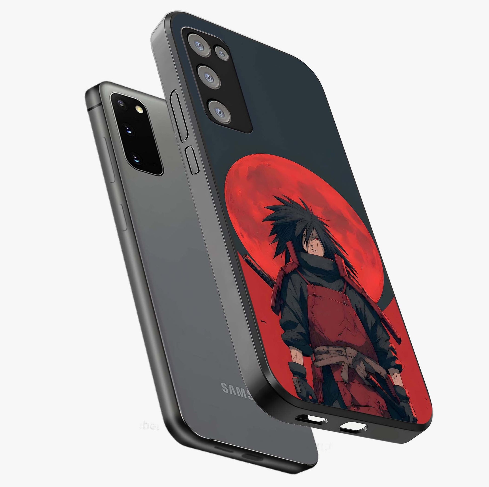 Crimson Moon Warlord Glass Case displayed in angled mockup highlighting dramatic crimson moon design with fantasy aesthetic.