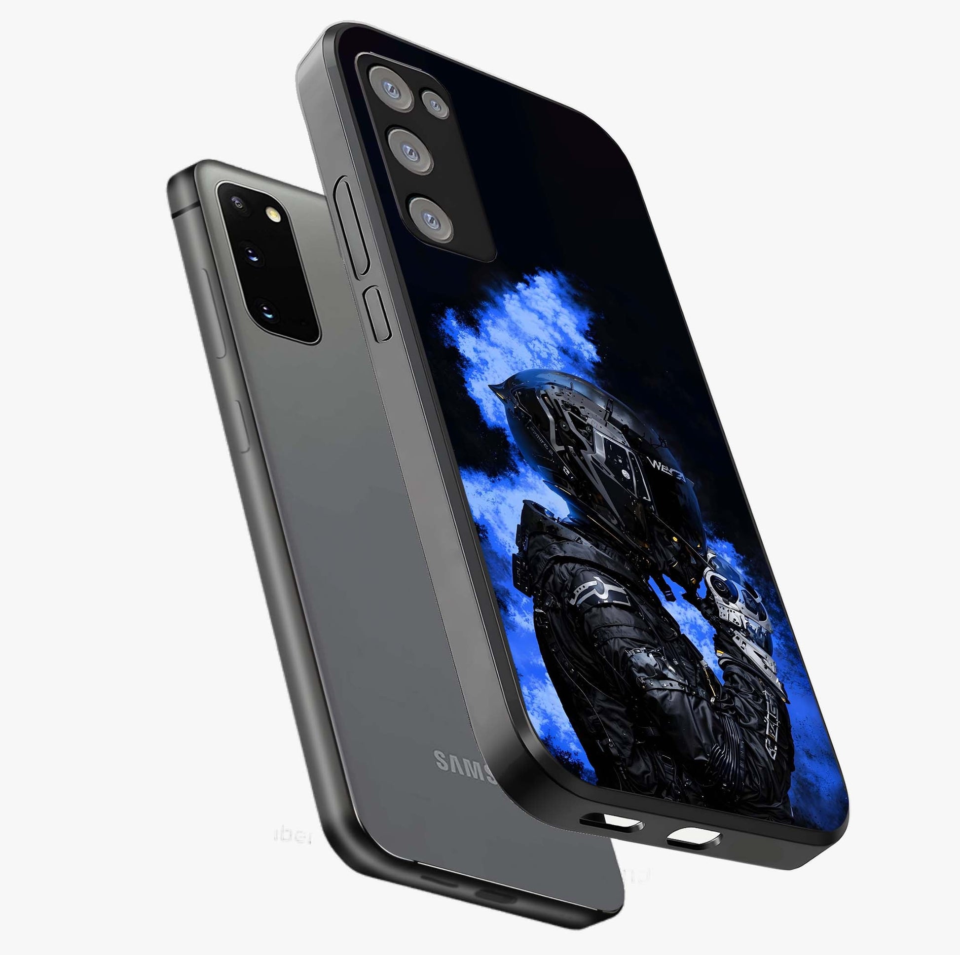 Cyber Sentinel Protocol Glass Case displayed in angled mockup highlighting digital cyber design with sci-fi aesthetic style.