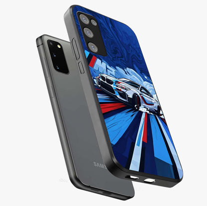 Drift Power Rush Glass Case displayed in angled mockup highlighting powerful drift car design with sporty aesthetic style.