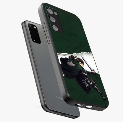 Emerald War Vanguard Glass Case displayed in angled mockup highlighting intense battle inspired design with emerald tone aesthetic.