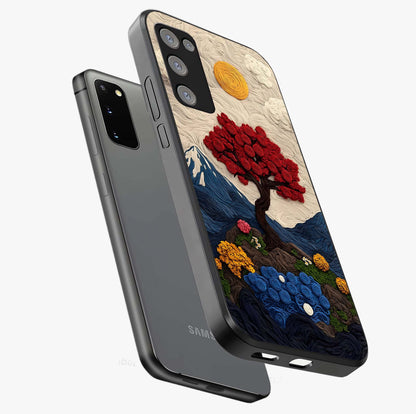 Eternal Nature Tapestry Glass Case displayed in angled mockup highlighting detailed botanical pattern with artistic aesthetic.