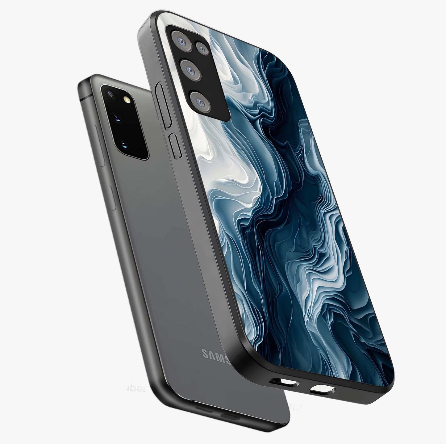 Ethereal Paper Marble Glass Case displayed in angled mockup highlighting elegant marble pattern with modern aesthetic style.