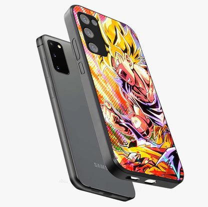 Firing Goku Glass Case displayed in angled mockup highlighting dynamic anime character design with action aesthetic.