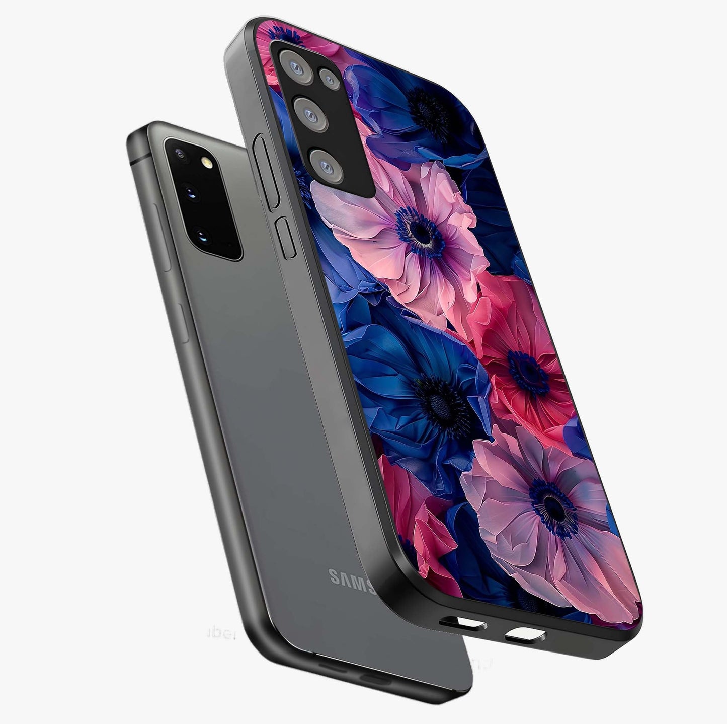 Flower Paper Art Pattern Glass Case displayed in angled mockup highlighting layered paper flower design with artistic aesthetic.