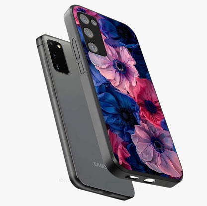 Flower Paper Art Pattern Glass Case displayed in angled mockup highlighting layered paper flower design with artistic aesthetic.