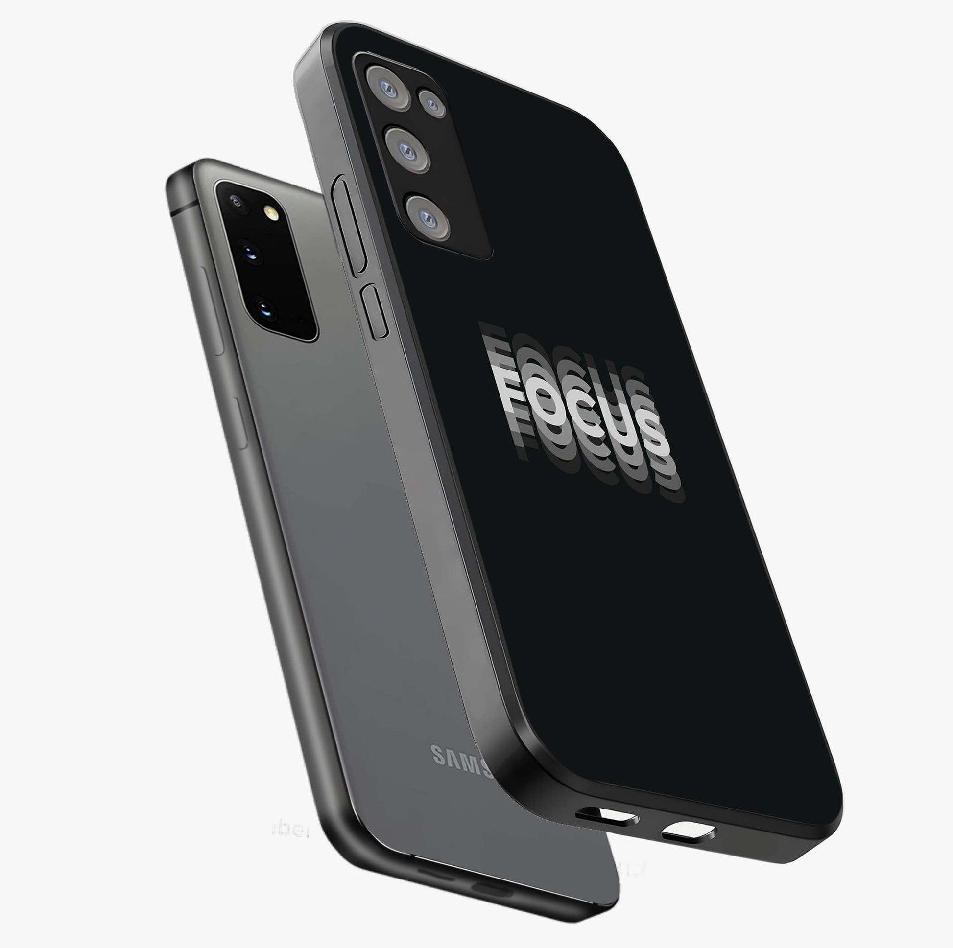 Focused Blade Discipline Glass Case displayed in angled mockup highlighting clean minimal text artwork with modern aesthetic style.