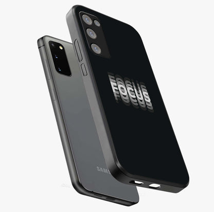 Focused Blade Discipline Glass Case displayed in angled mockup highlighting clean minimal text artwork with modern aesthetic style.