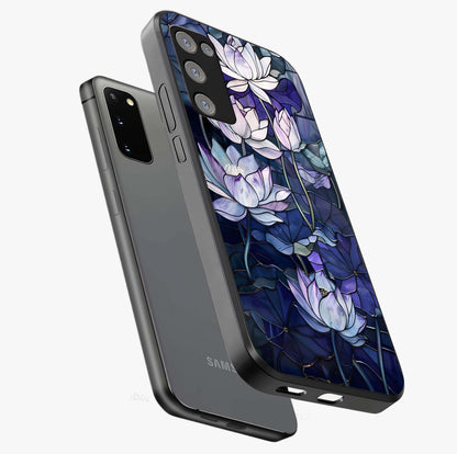 Gloss Petal Rush Glass Case displayed in angled mockup highlighting vibrant petal design with elegant floral aesthetic.