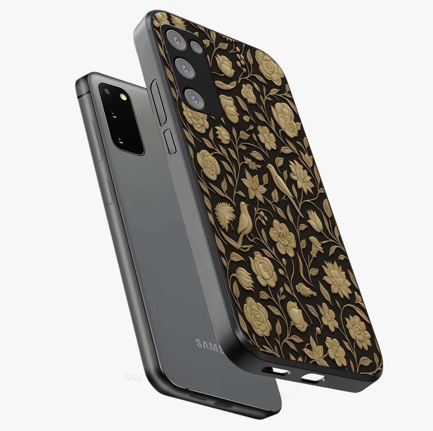 Golden Evil Eye Mandala Glass Case displayed in angled mockup highlighting protective evil eye symbol with golden mandala design.