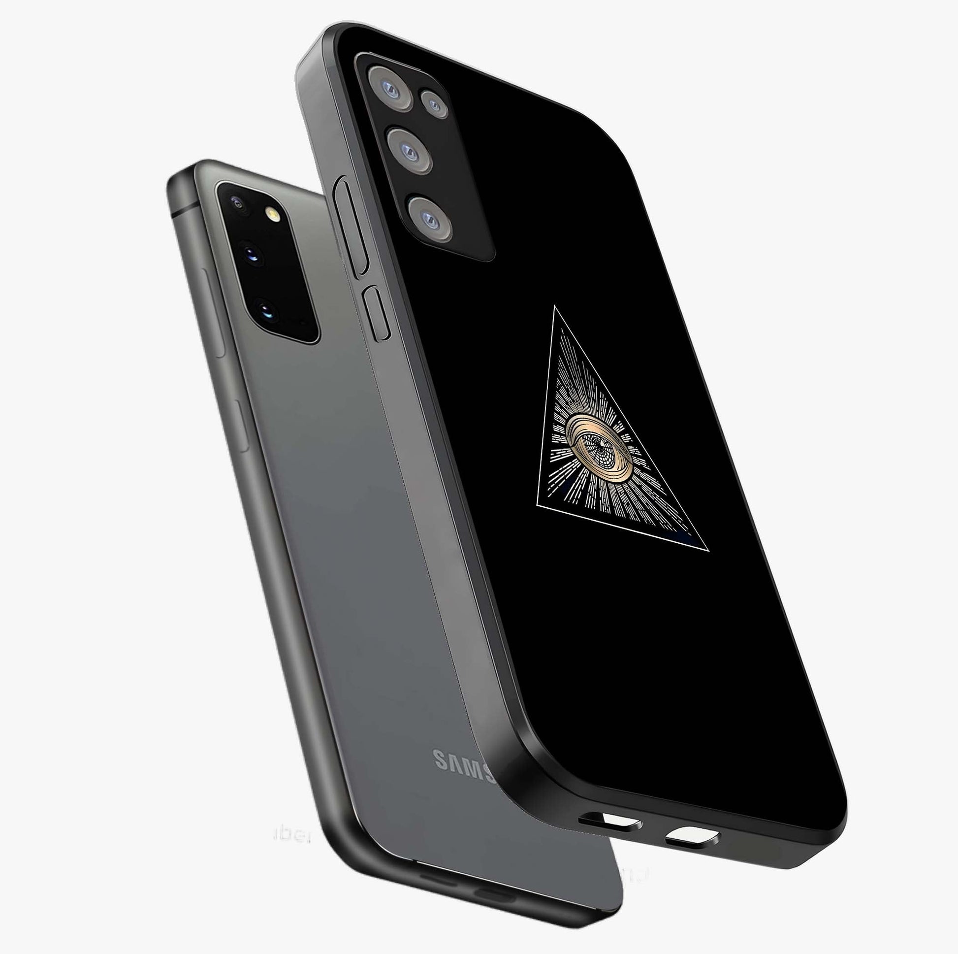 Illuminati Evil Glass Case displayed in angled mockup highlighting dark occult inspired design with bold aesthetic style.