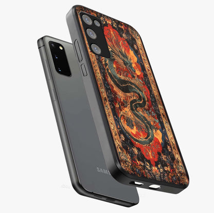 Inferno Dragon Soul Glass Case displayed in angled mockup highlighting powerful dragon illustration with inferno aesthetic.