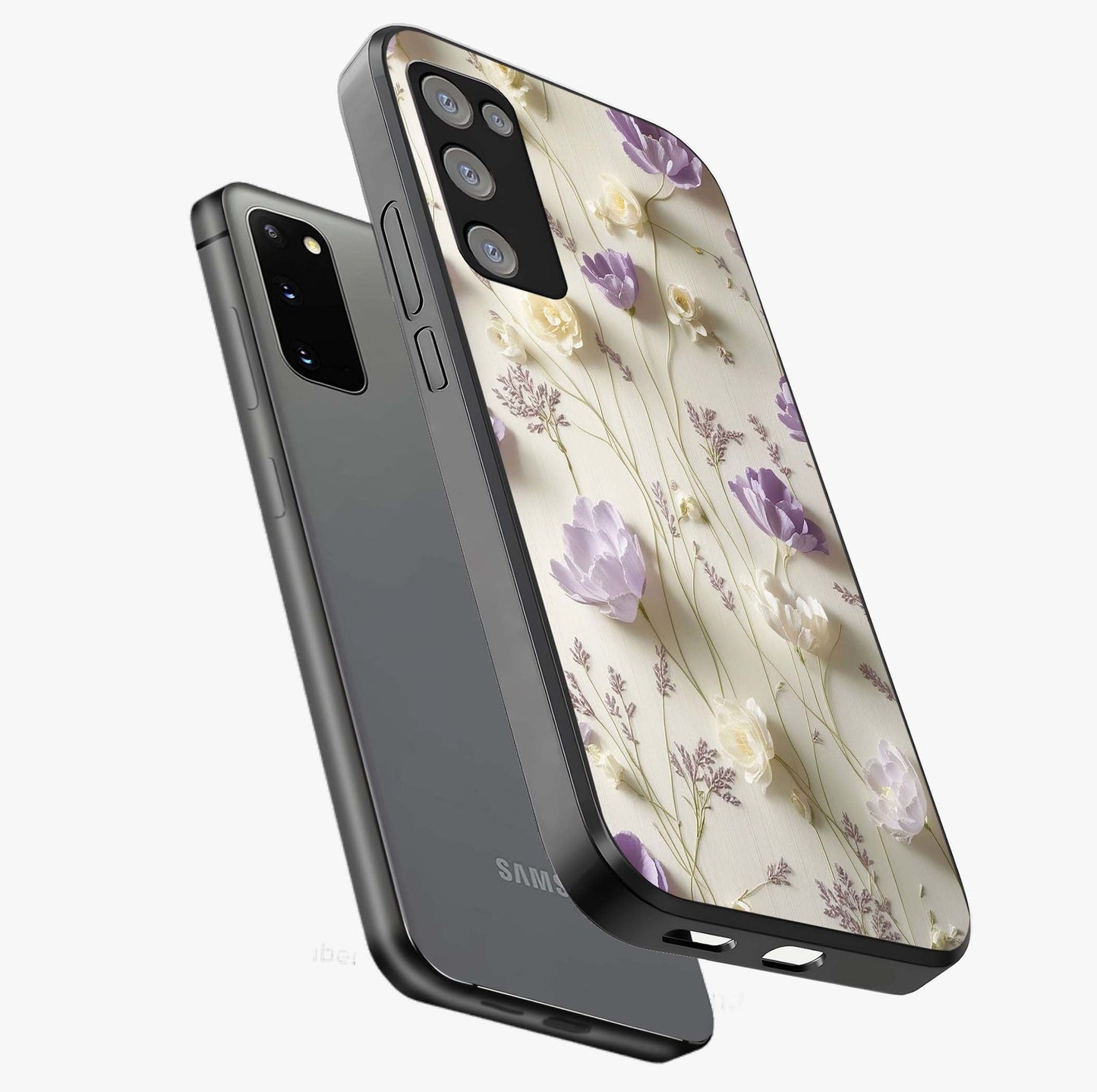 Lilac Breeze Harmony Glass Case displayed in angled mockup highlighting calm lilac breeze design with soothing aesthetic style.