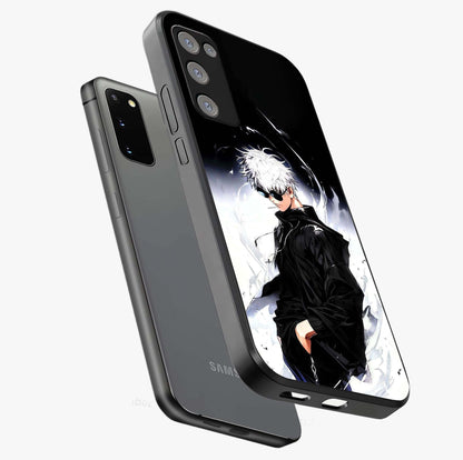 Limitless Shadow King Glass Case displayed in angled mockup highlighting dramatic dark hero design with intense aesthetic.