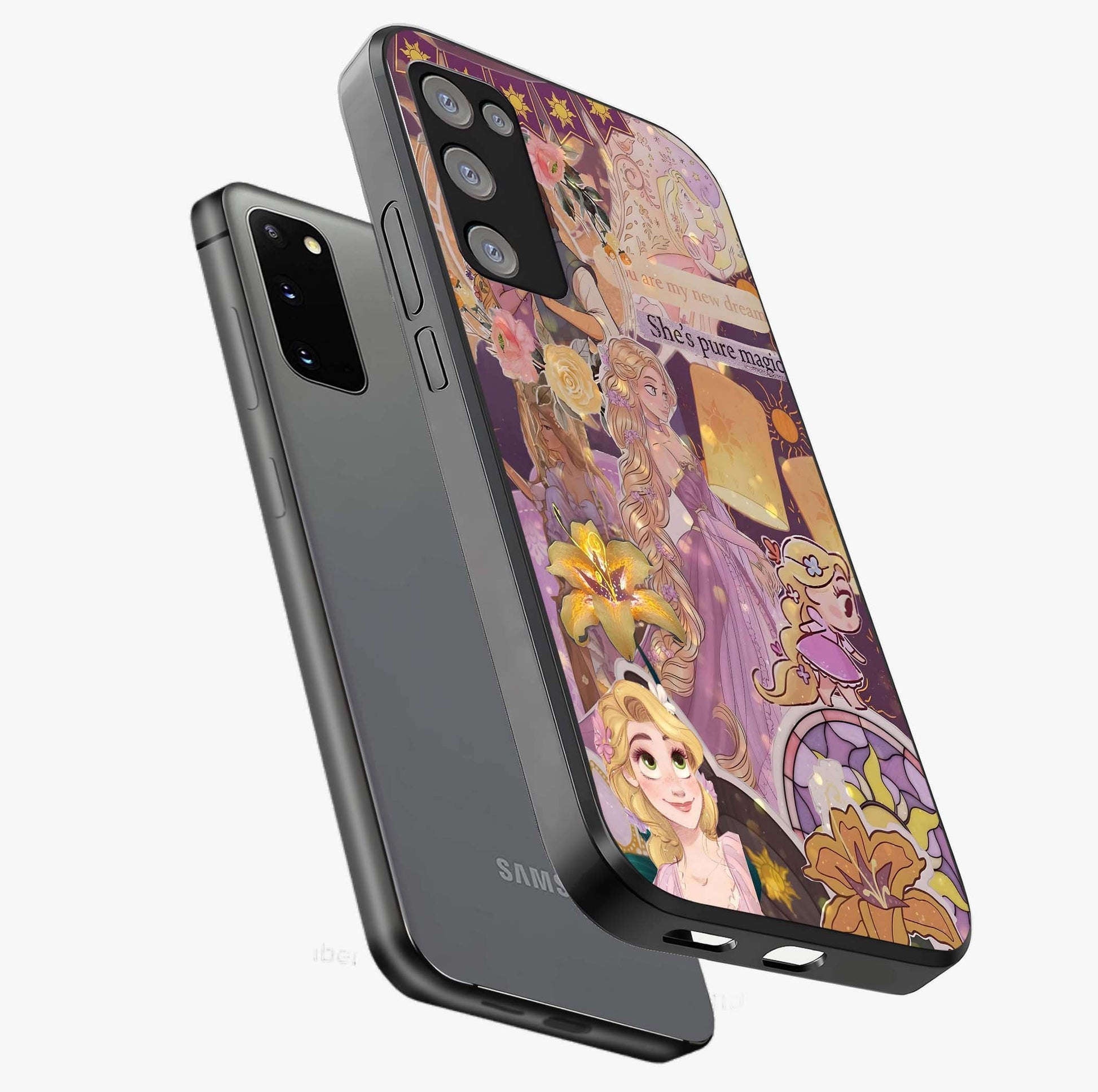 Magical Tangled Dream Glass Case displayed in angled mockup highlighting whimsical fantasy design with magical aesthetic.