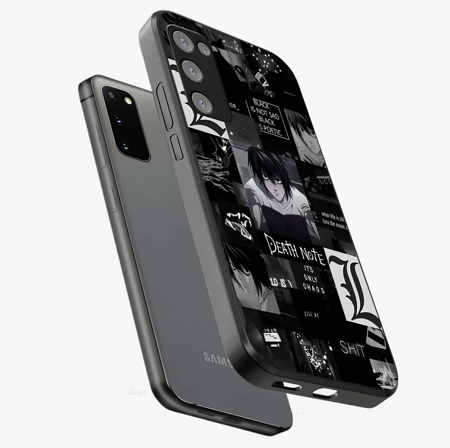Midnight Chaos Mind Glass Case displayed in angled mockup highlighting chaotic artistic design with dramatic midnight aesthetic.