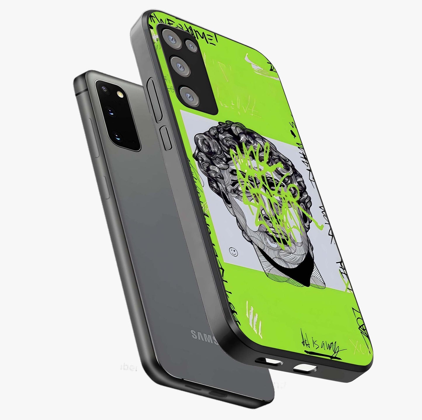 Neo Graffiti Rebellion Glass Case displayed in angled mockup highlighting urban street art design with rebellious aesthetic.
