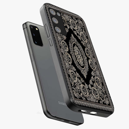 Noir Bloom Elegance Glass Case displayed in angled mockup highlighting refined flower design with stylish noir aesthetic.