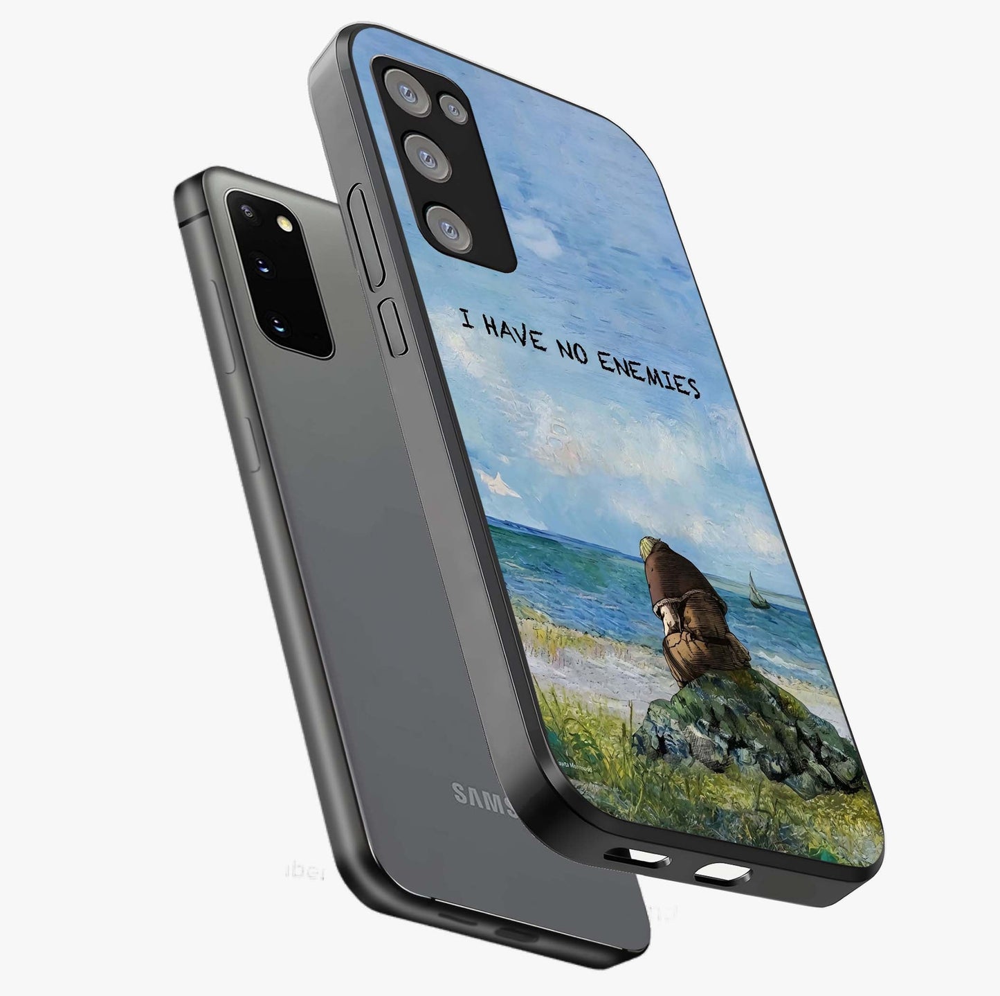 Peace Beyond War Glass Case displayed in angled mockup highlighting meaningful message design with artistic aesthetic style.