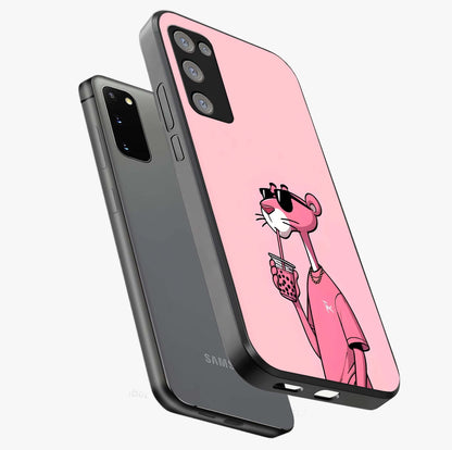 Pink Panther Glass Case displayed in angled mockup highlighting playful cartoon character design with vibrant pink aesthetic.