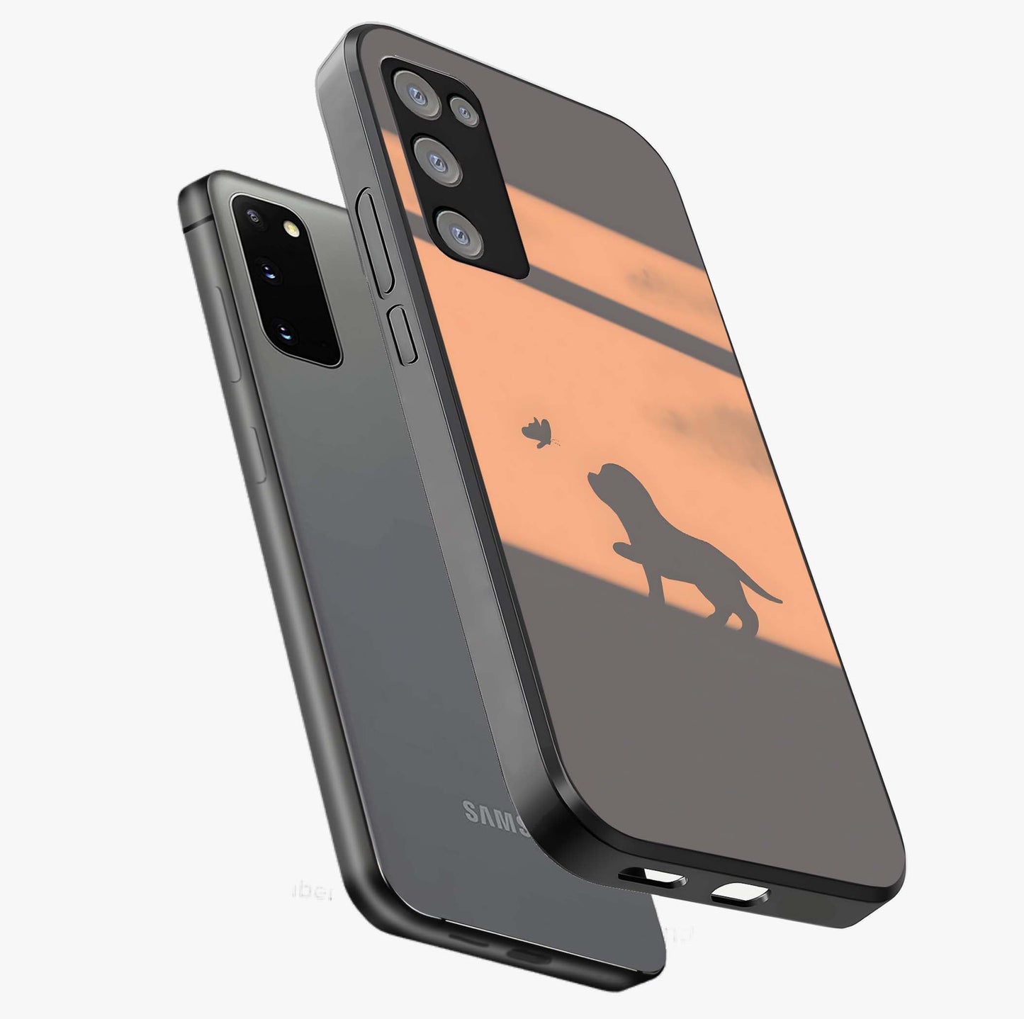 Puppy Shadow Art Glass Case displayed in angled mockup highlighting playful dog illustration with artistic shadow aesthetic.