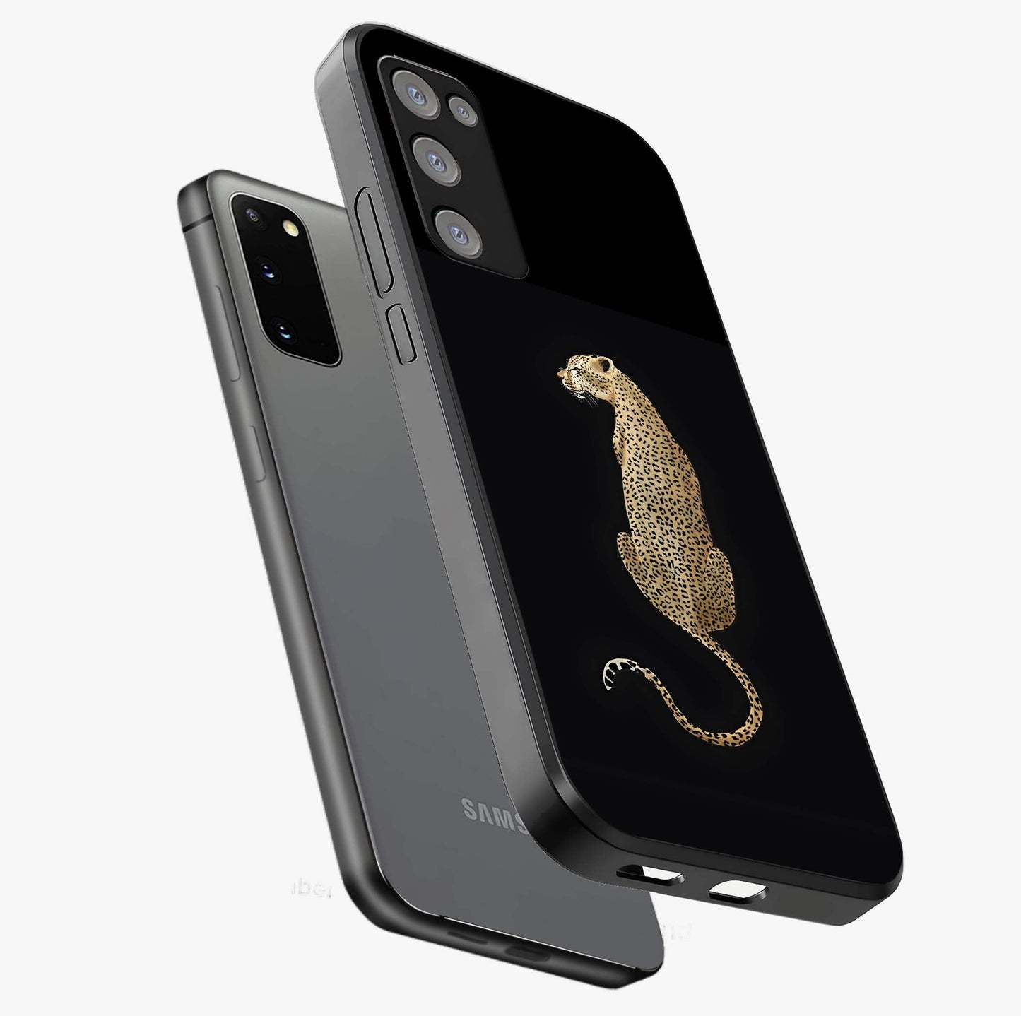 Regal Leopard Glass Case displayed in angled mockup highlighting powerful animal illustration with stylish wild aesthetic.