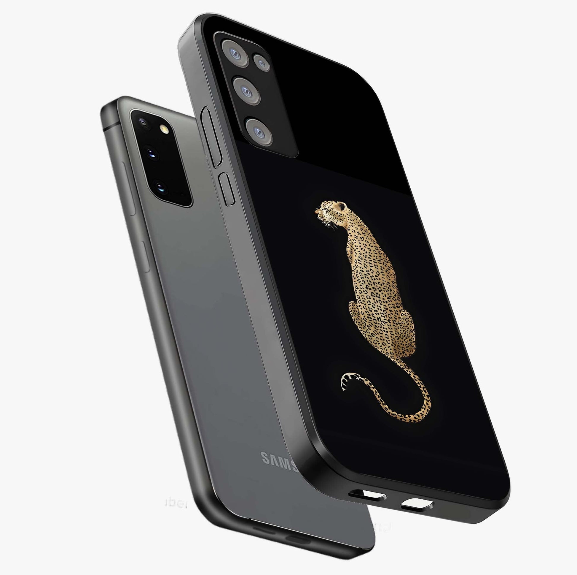 Regal Leopard Glass Case displayed in angled mockup highlighting powerful animal illustration with stylish wild aesthetic.