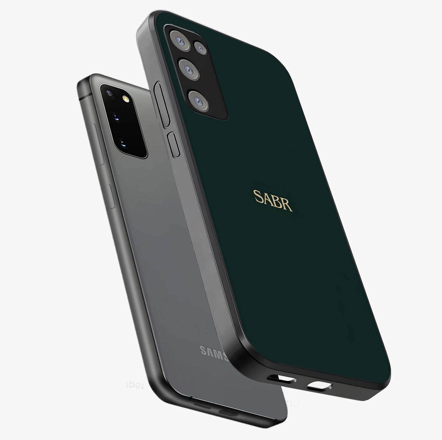 Sabr Minimal Patience Glass Case displayed in angled mockup highlighting simple inspirational design with clean aesthetic style.