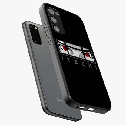 Scarlet Gaze Dominance Glass Case displayed in angled mockup highlighting intense visual design with bold scarlet aesthetic.