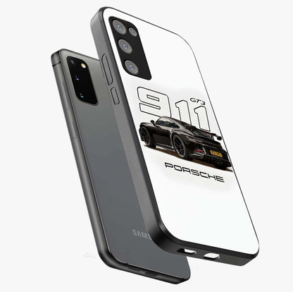 Turbo Legacy Icon Glass Case displayed in angled mockup highlighting dynamic automotive design with performance aesthetic.