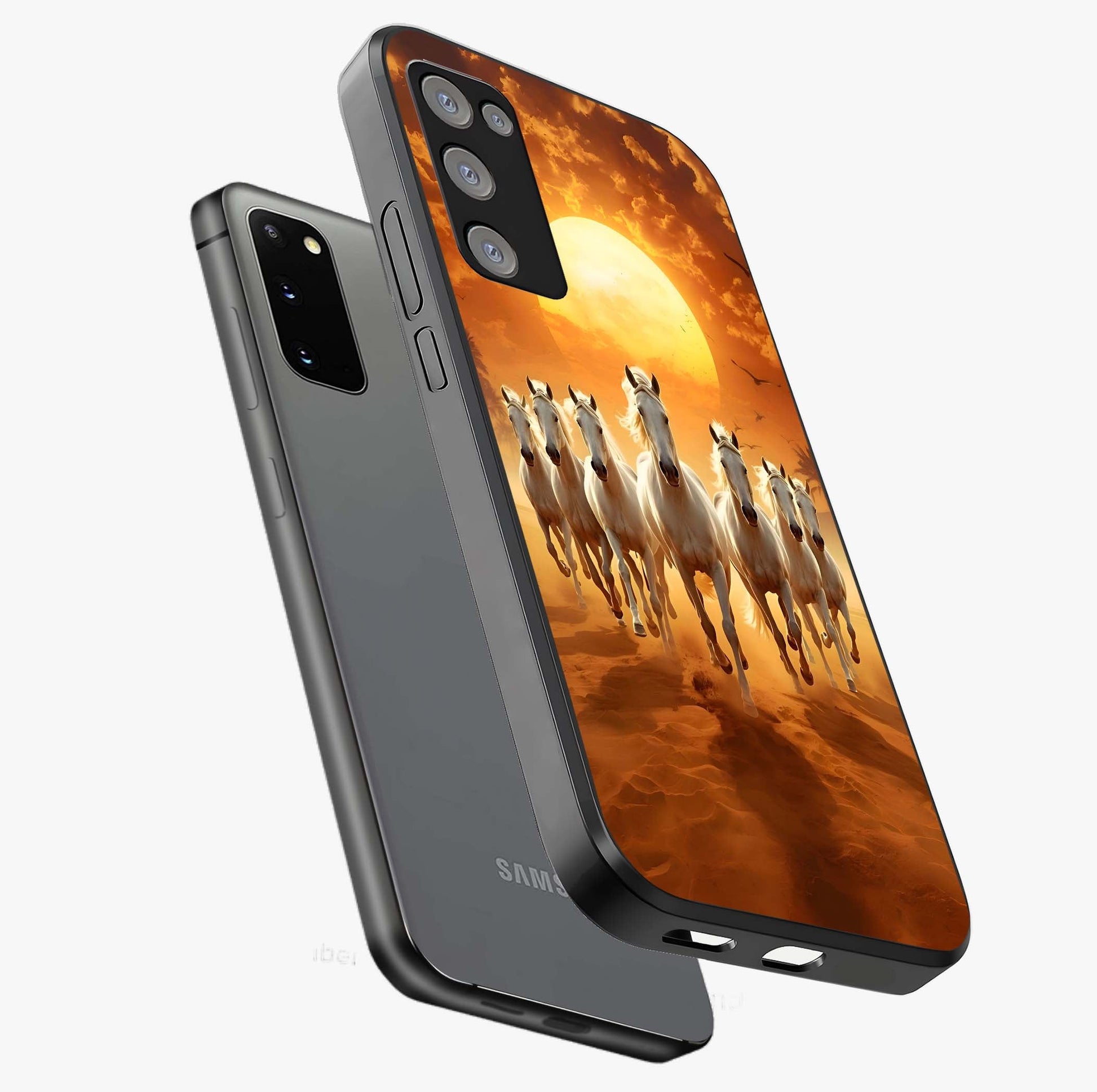 Wild Sunset Majesty Glass Case displayed in angled mockup highlighting vibrant sunset sky design with scenic aesthetic.