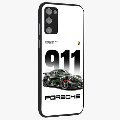 911 Turbo Dominance Glass Case upright perspective showcasing powerful racing design and modern automotive aesthetic.