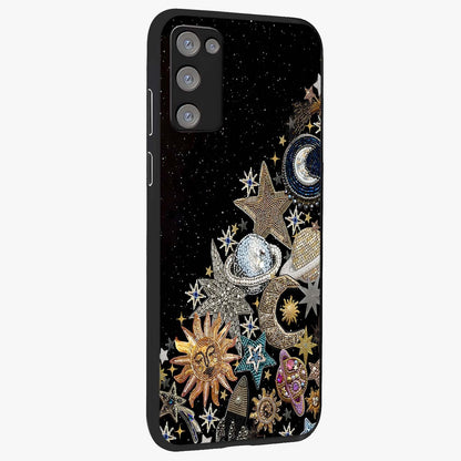 Cosmic Sparkle Dreams Glass Case upright view showcasing glowing cosmic artwork with magical galaxy theme.
