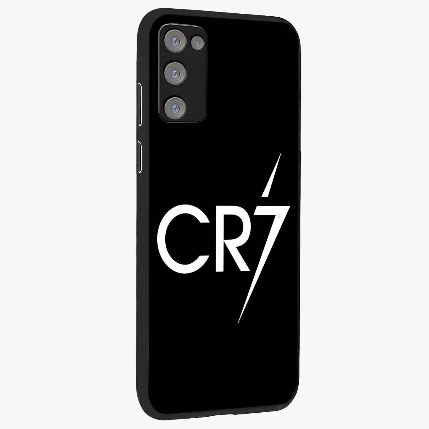 Cr7 Elite Strike Glass Case upright view showcasing energetic football inspired design with modern sports aesthetic.