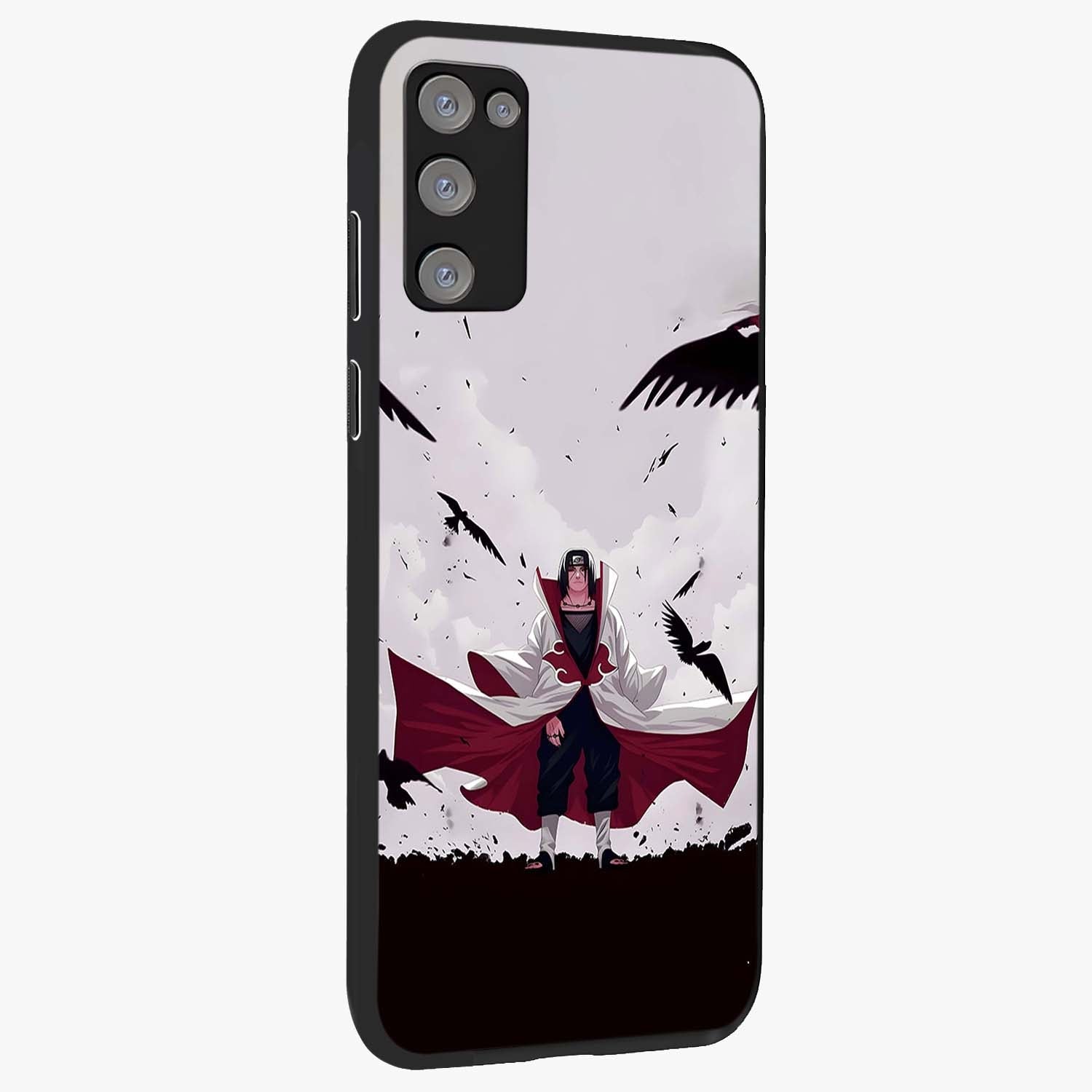 Crimson Crow Ascension Glass Case upright view showcasing dramatic crow artwork with bold gothic theme.