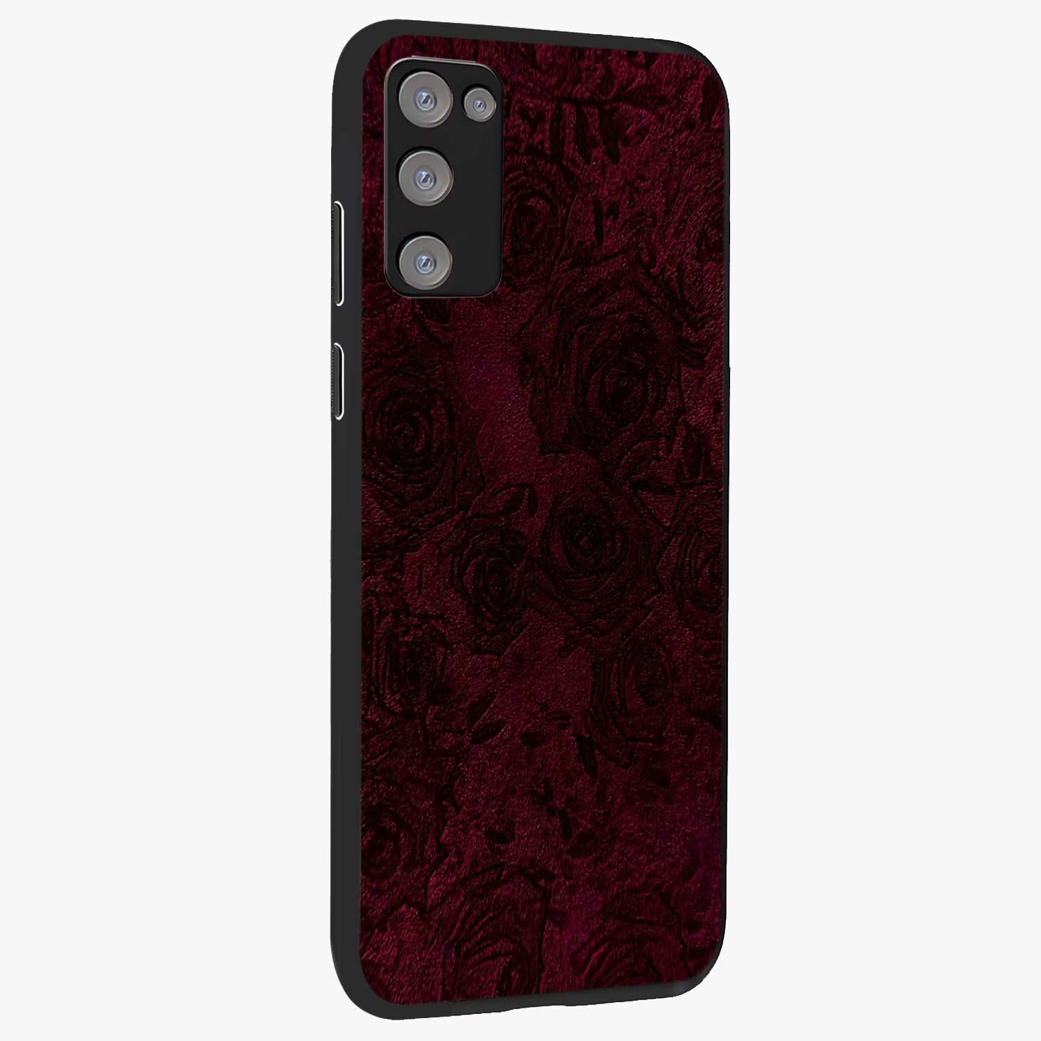 Crimson Fade Flow Glass Case upright view showcasing dynamic crimson flow artwork with stylish abstract theme.