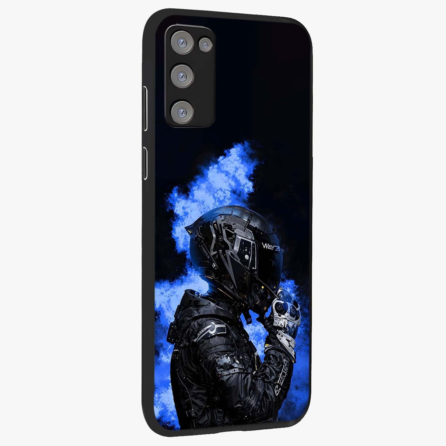 Cyber Sentinel Protocol Glass Case upright view showcasing advanced cyber sentinel artwork with futuristic tech theme.