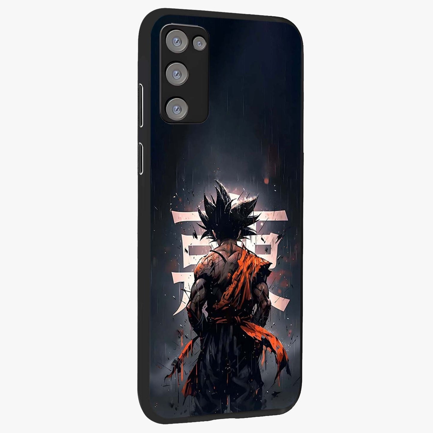 Dark Warrior In Rain Glass Case upright view showcasing powerful rainy battle scene with intense cinematic style.