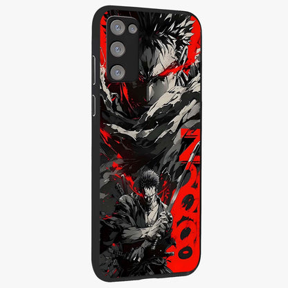 Demon Sword Resolve Glass Case upright view showcasing dramatic warrior artwork with intense battle theme.