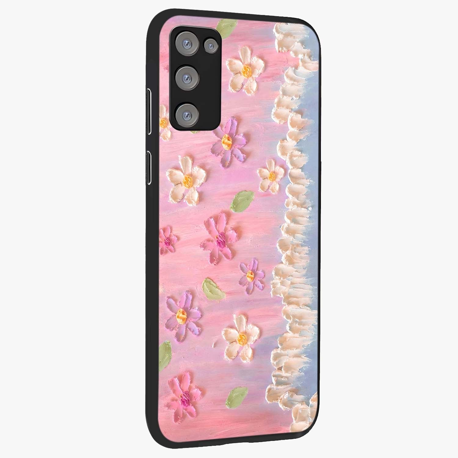Dreamy Painted Garden Glass Case upright view showcasing vibrant floral garden artwork with artistic nature theme.