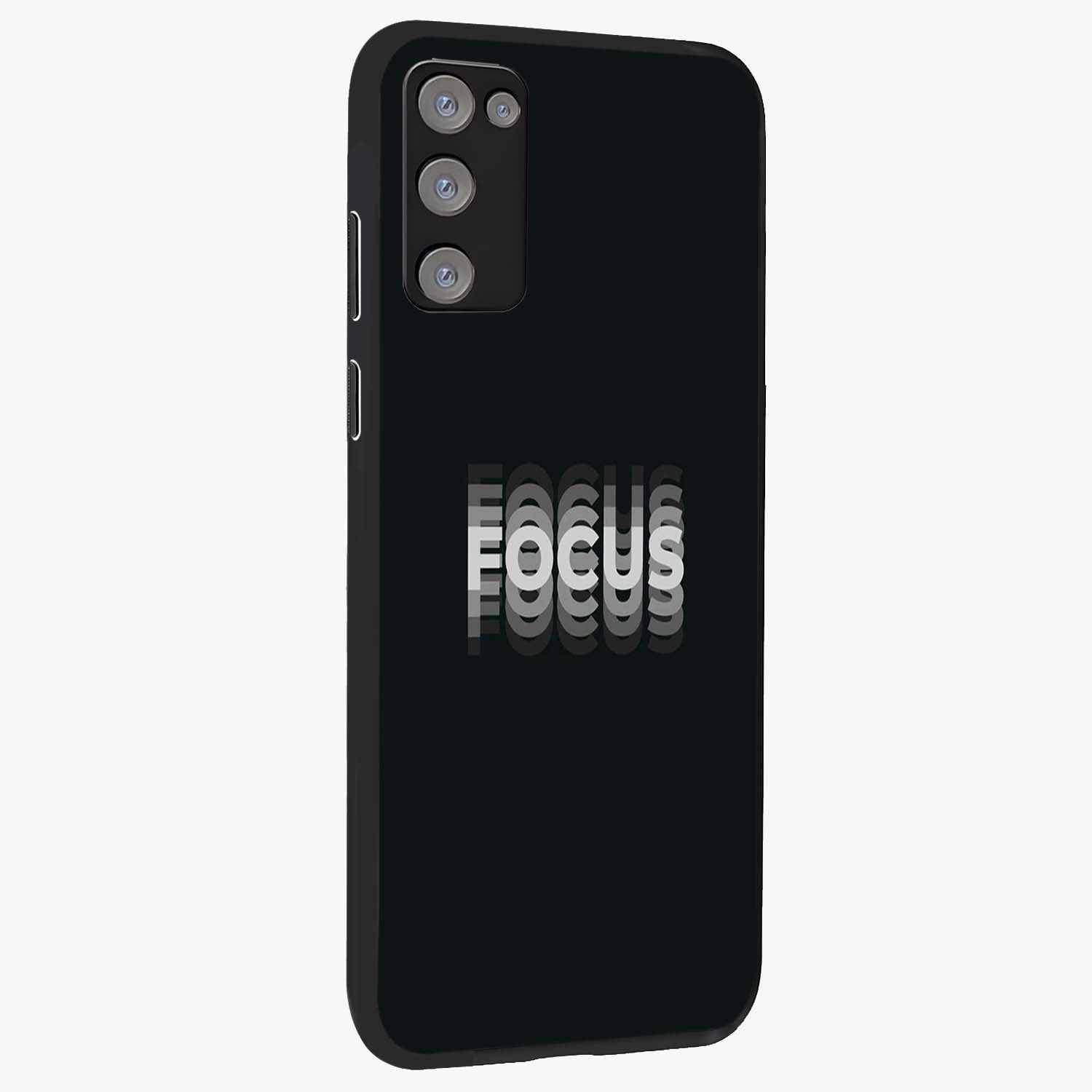 Focused Blade Discipline Glass Case upright view showcasing strong typography statement with sleek motivational theme.